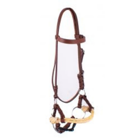 Oiled Harness leather side pull with snaffle bit
