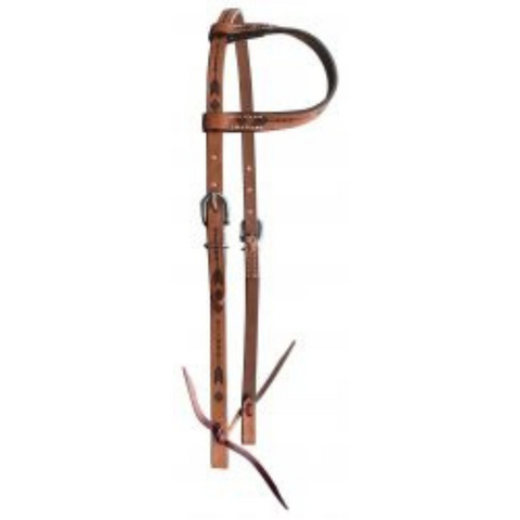 One Ear Argentina Leather Headstall with arrow design