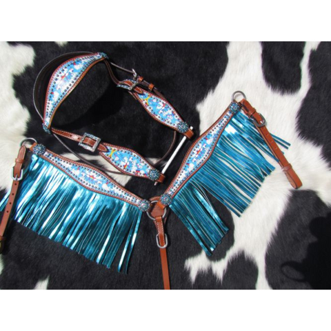 NEW! Showman ® PONY SIZE Donut print headstall and breast collar set.