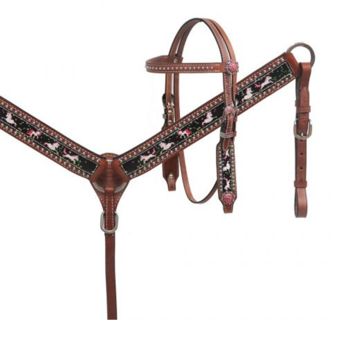 PONY SIZE Unicorn print headstall