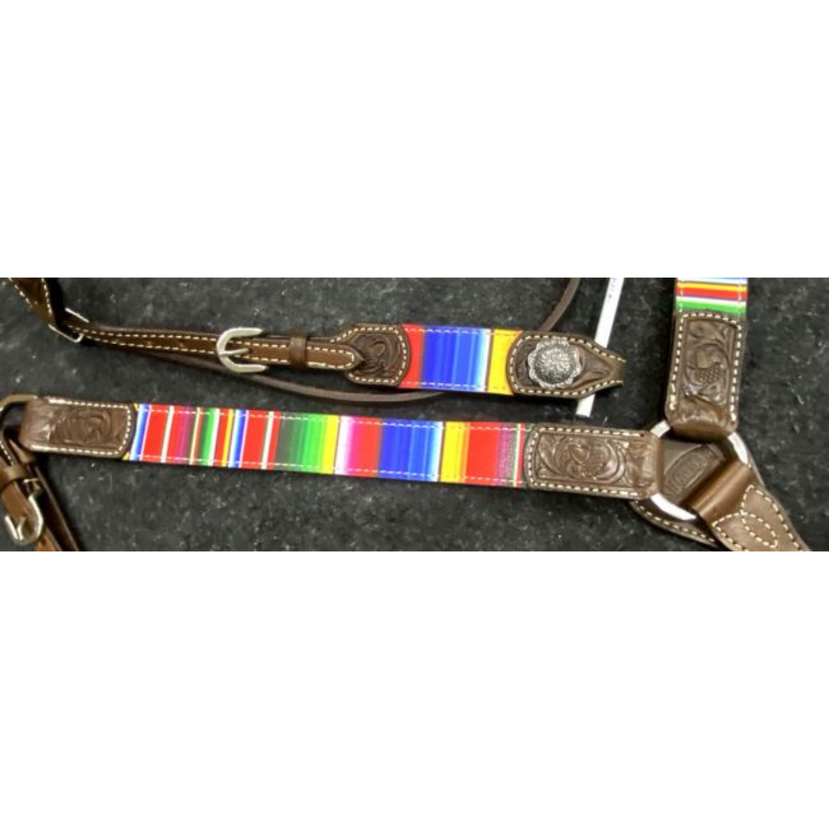 Showman ® Rainbow Serape Print Browband Headstall and Breast collar Set with wither strap. - Double T Saddles
