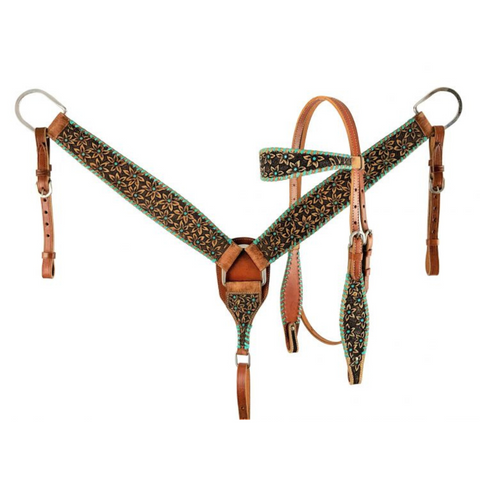  Rawhide Laced Headstall and Breast collar Set