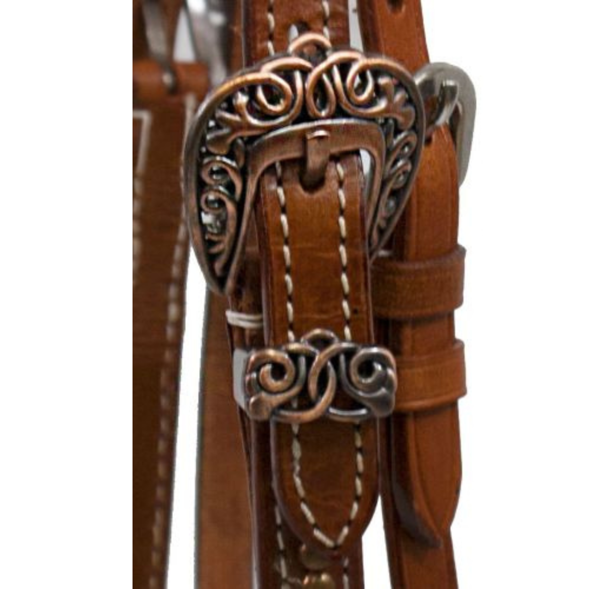 Showman ® V style browband headstall with Celtic knot Conchos and hardware. - Double T Saddles