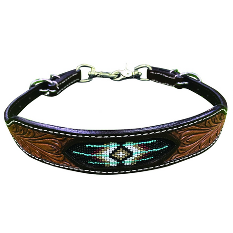 Wither strap with beaded southwest design inlay