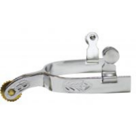 Showman ® medium/large youth size chrome plated spur with 0.5" band and 1.5" shank. - Double T Saddles