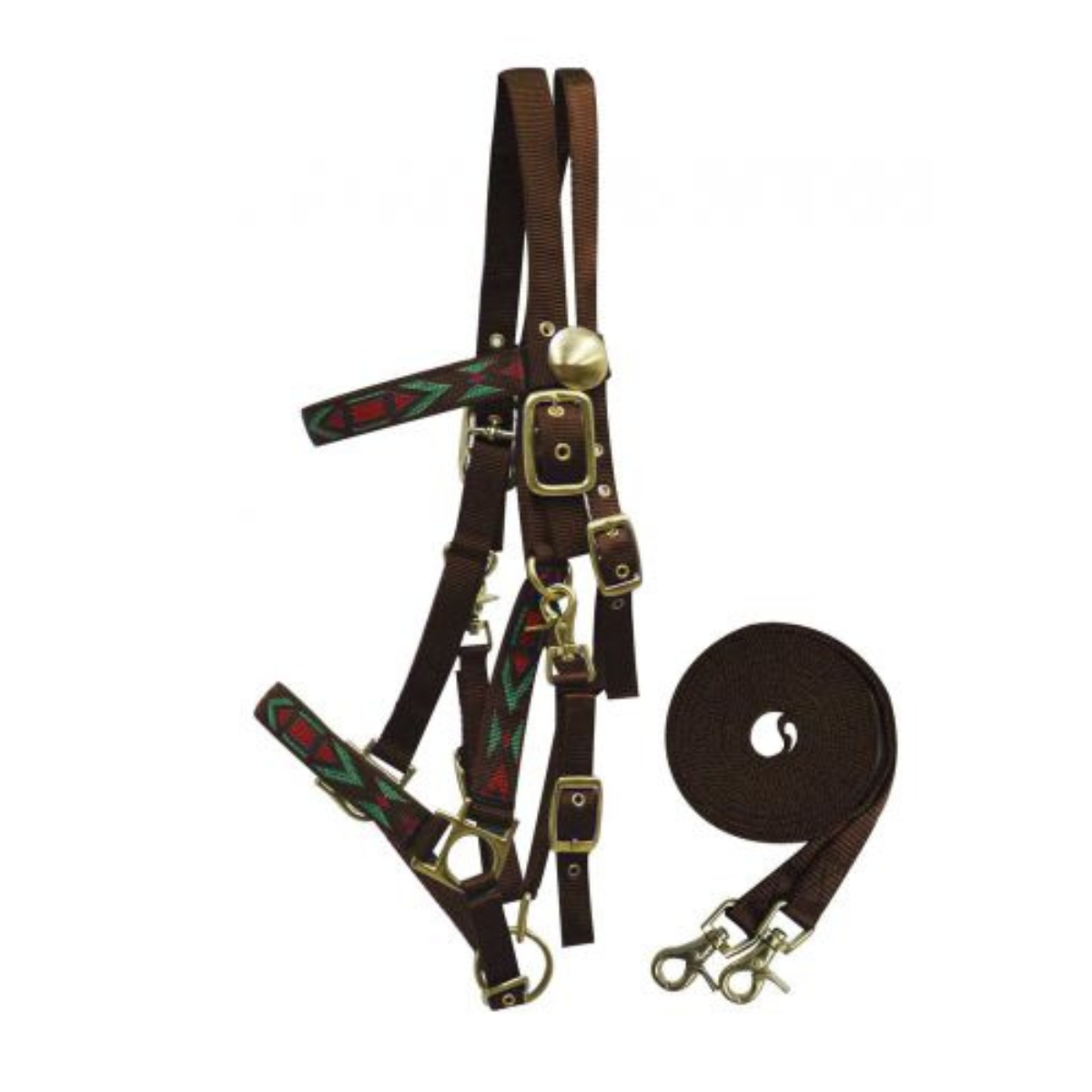 Showman® nylon halter bridle combination with reins. - Double T Saddles