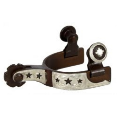  toddler size antique brown steel silver show spur with cut out stars