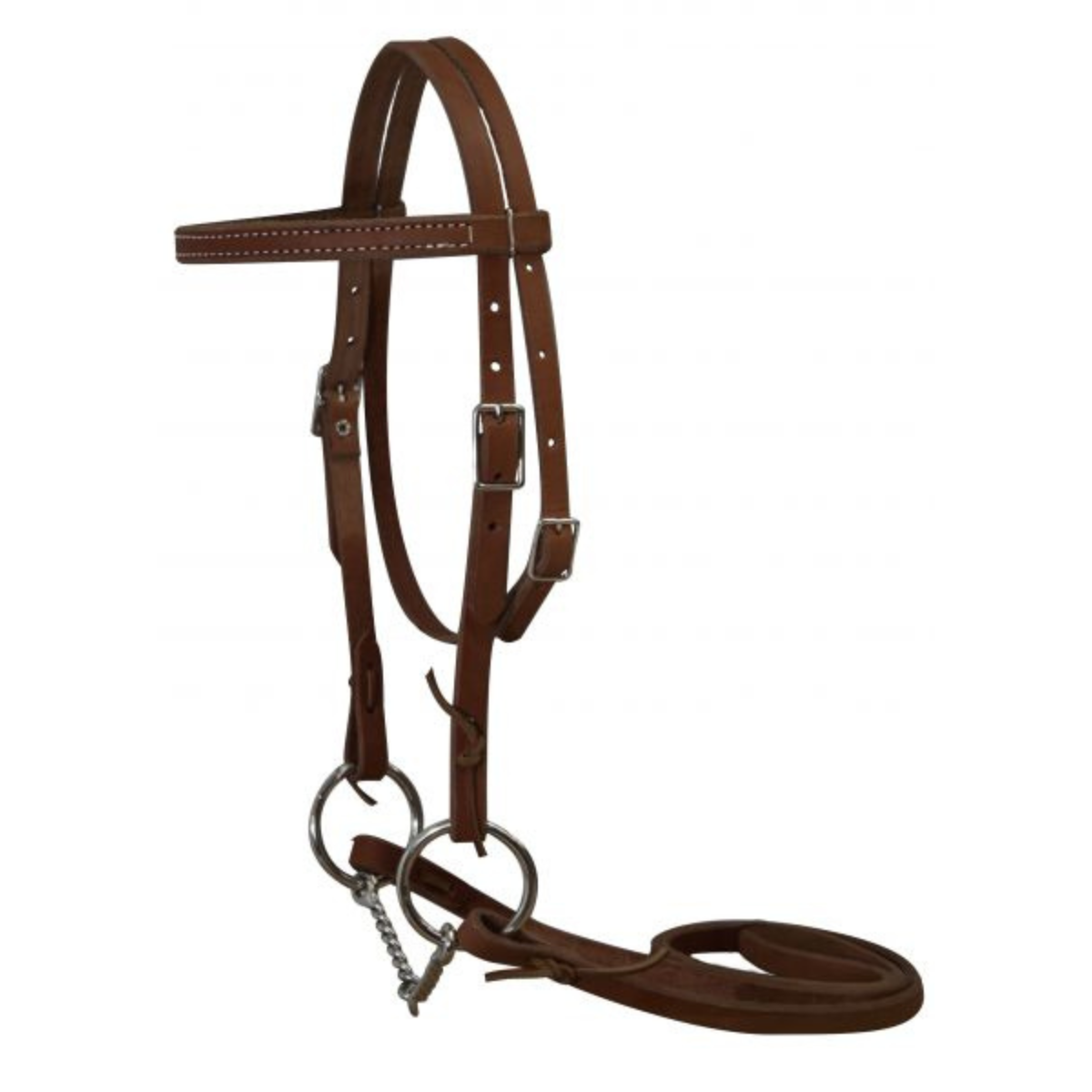 Double stitched pony bridle complete with twisted wire snaffle bit and reins - Double T Saddles