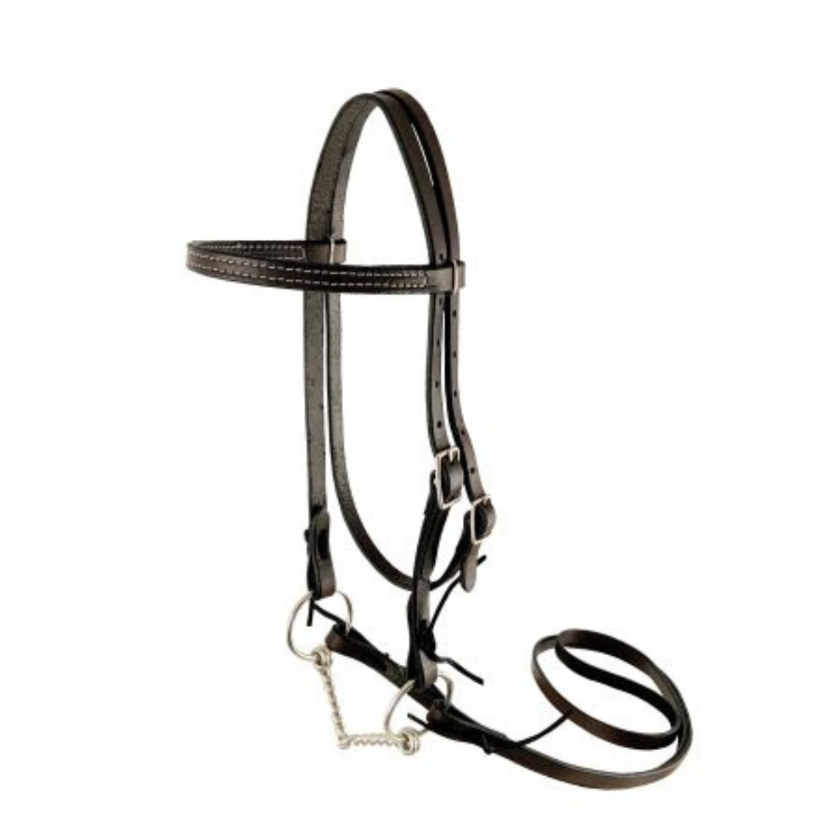 Double stitched pony bridle complete with twisted wire snaffle bit and reins - Double T Saddles