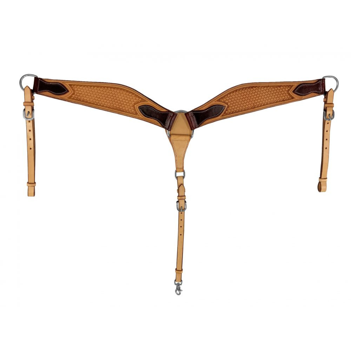 Showman ® Argentina cow leather basket tooled breast collar. - Double T Saddles