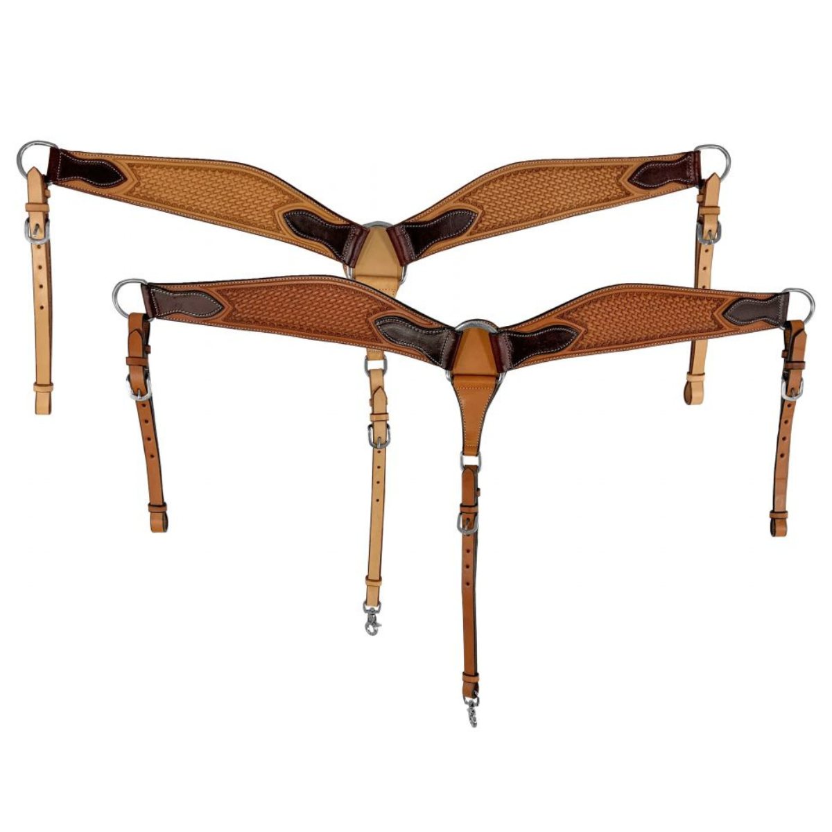 Argentina cow leather basket tooled breast collar