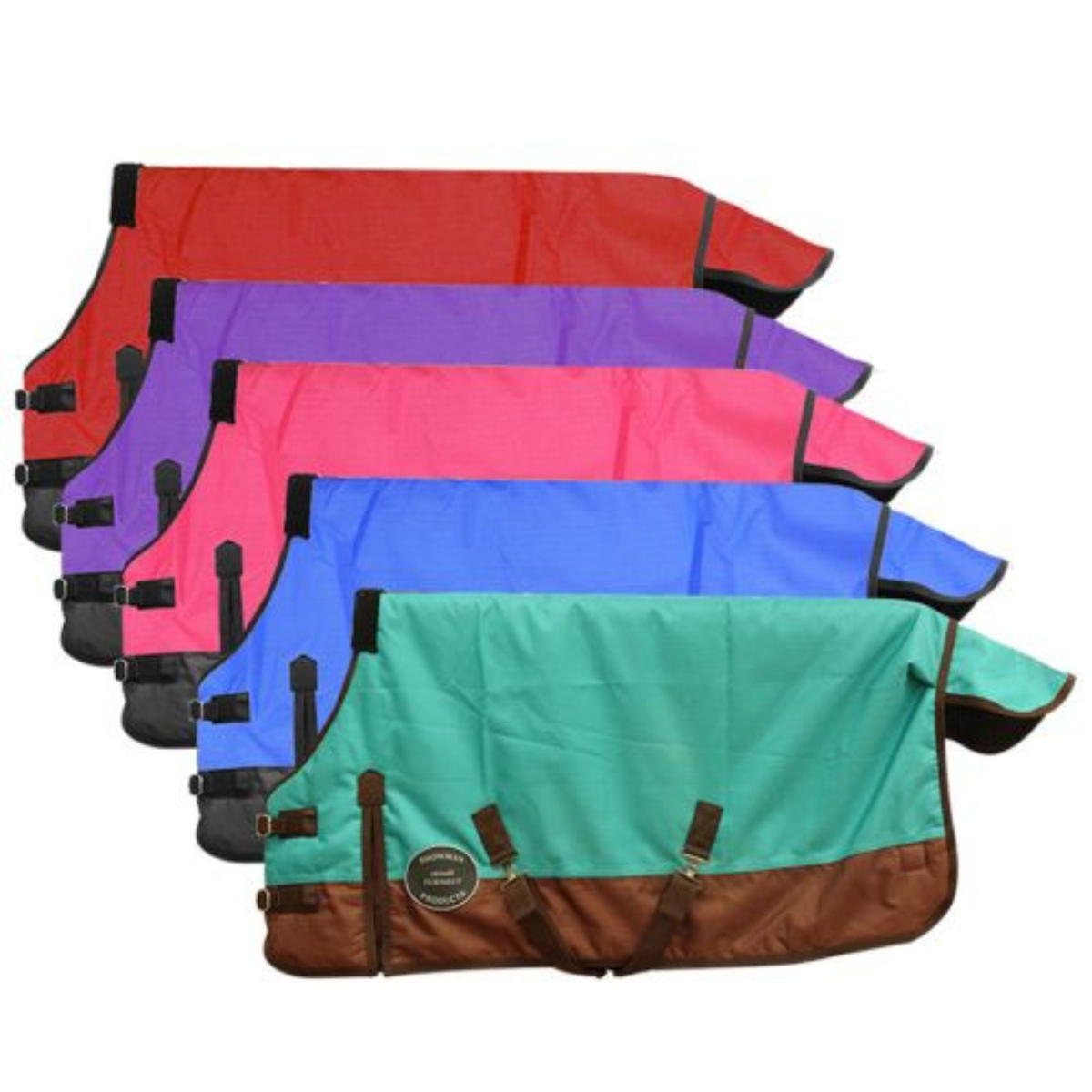 The Waterproof and Breathable Showman ® Perfect Fit 1200 Denier Turnout Blanket. - Double T Saddles