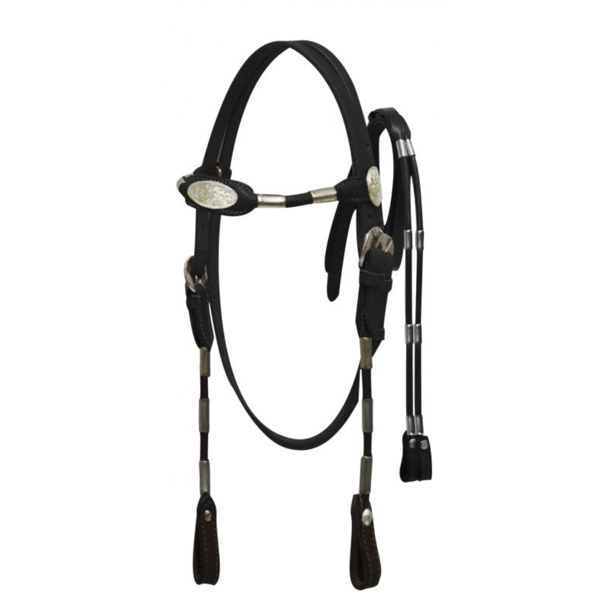 Horse size Poco headstall with reins. Fully rounded browband headstall and rein set - Double T Saddles