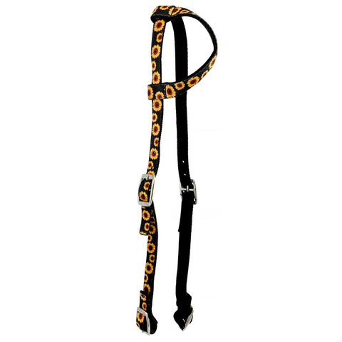 Nylon One Ear Headstall With Sunflower Design