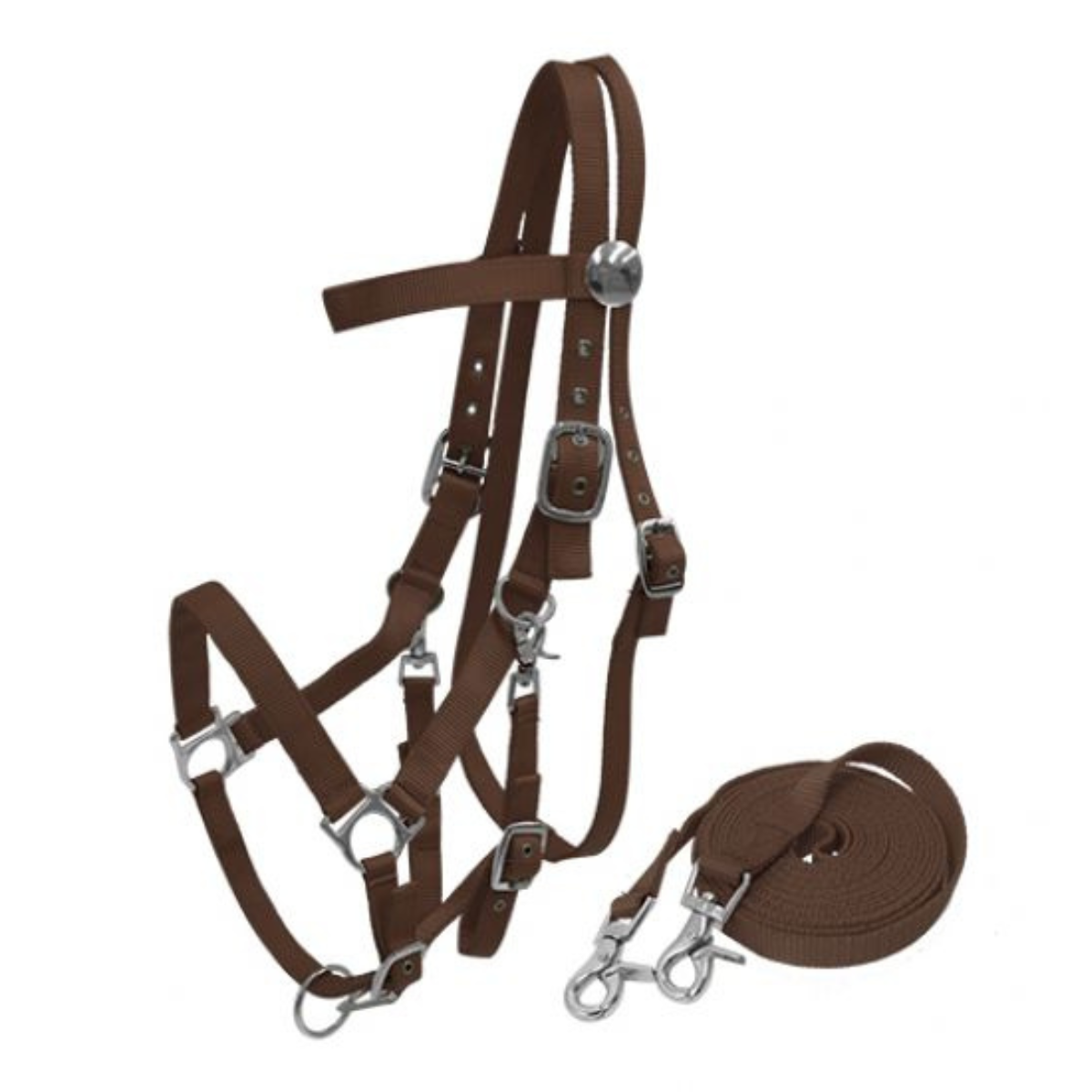 Showman ® Nylon combination halter bridle with reins. - Double T Saddles