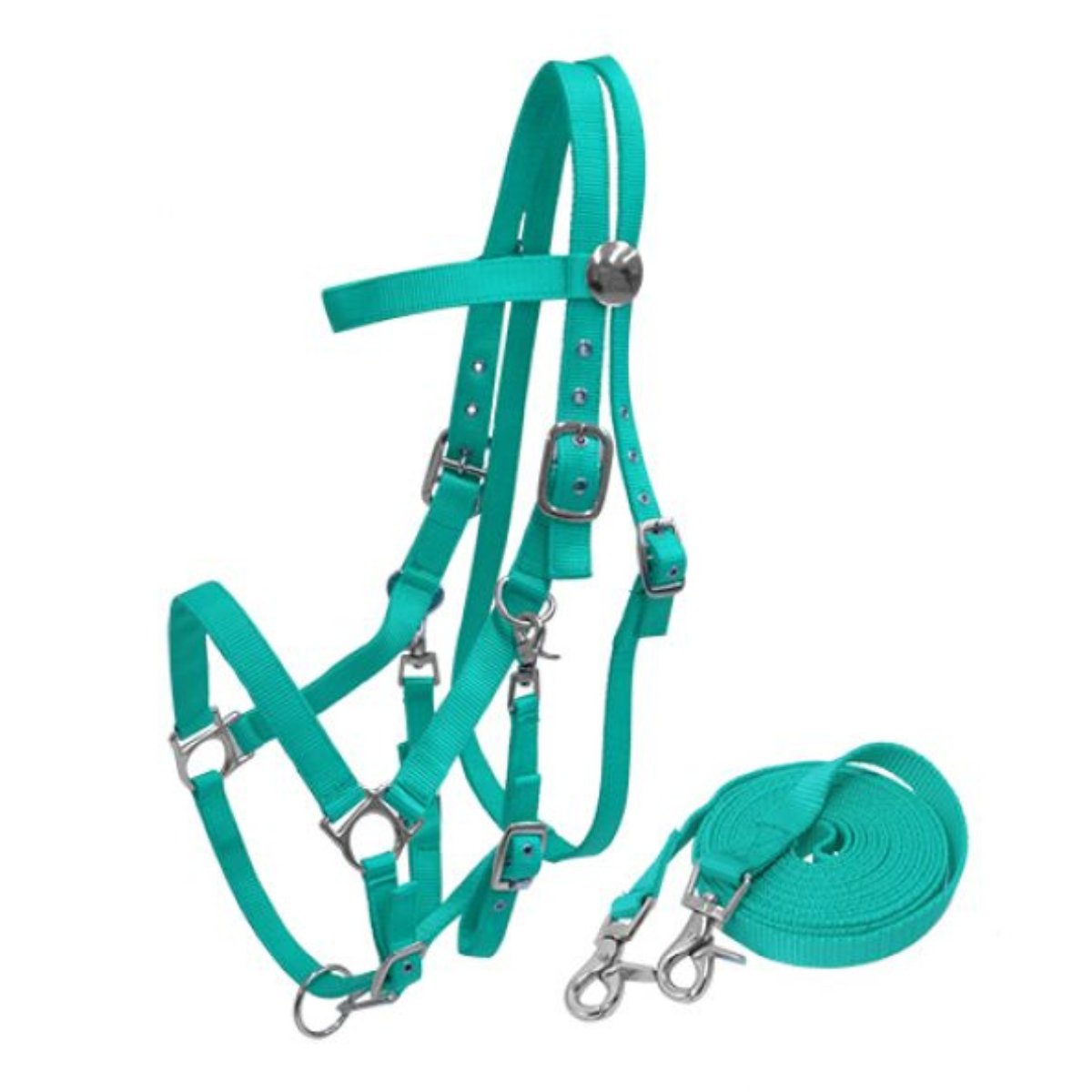 Showman ® Nylon combination halter bridle with reins. - Double T Saddles