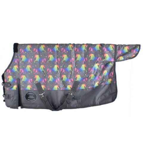 PONY/WEANLING 42"-46"  Waterproof and Breathable Showman ® Unicorn Print 1200D Turnout Blanket. - Double T Saddles