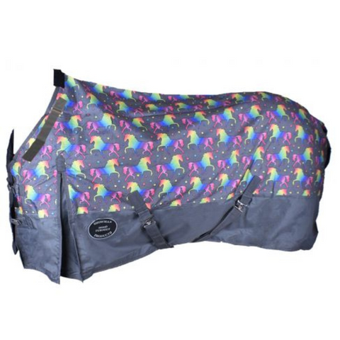 The Waterproof and Breathable Showman ® Unicorn Print 1200 Denier Perfect Fit Turnout Blanket. - Double T Saddles