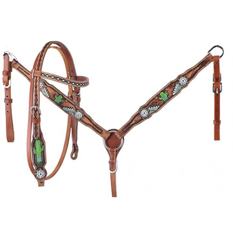 PONY Hand painted cactus headstall